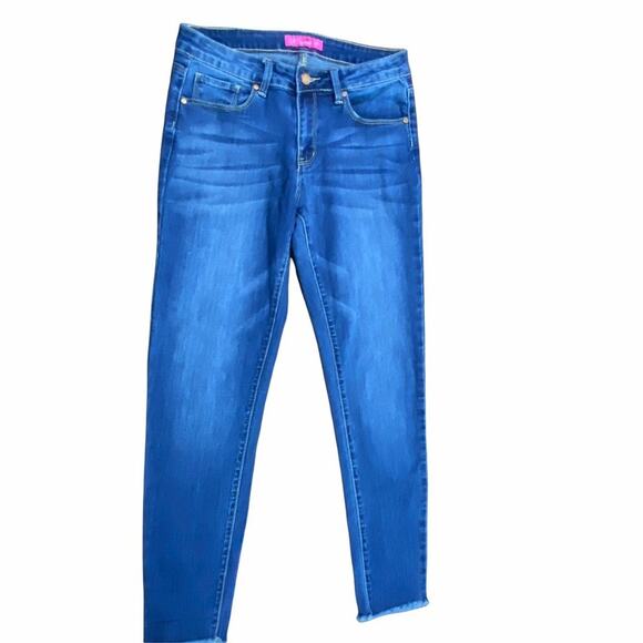 K's More Stretch High Rise Denim Skinny Blue Jeans Raw Hem Size 5 - Picture 2 of 12